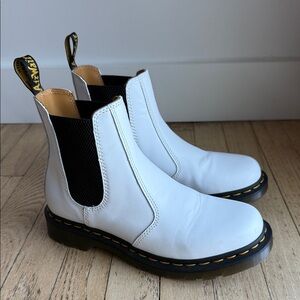 Dr. Martens White Chelsea Boots with Black Soles 8/39
